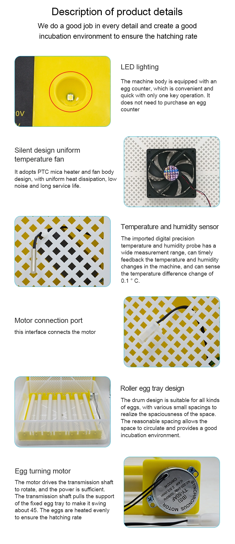 Good Heat Dissipation Performance 17-76 Chicken Quail Parrot Bird Eggs Incubator