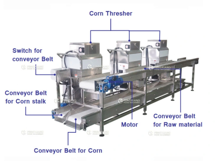 Automatic Sweet Corn Thresher Frozen Corn Salad Blanching Machine