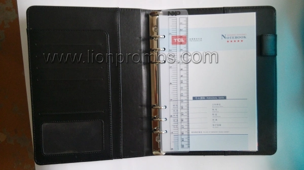 Company Logo Embossed Luxury PU Cover Loose Leaf Notebook