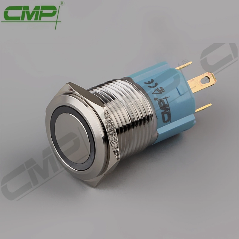 CMP Momentary or Locking 16mm Waterproof Metal LED Button Switch