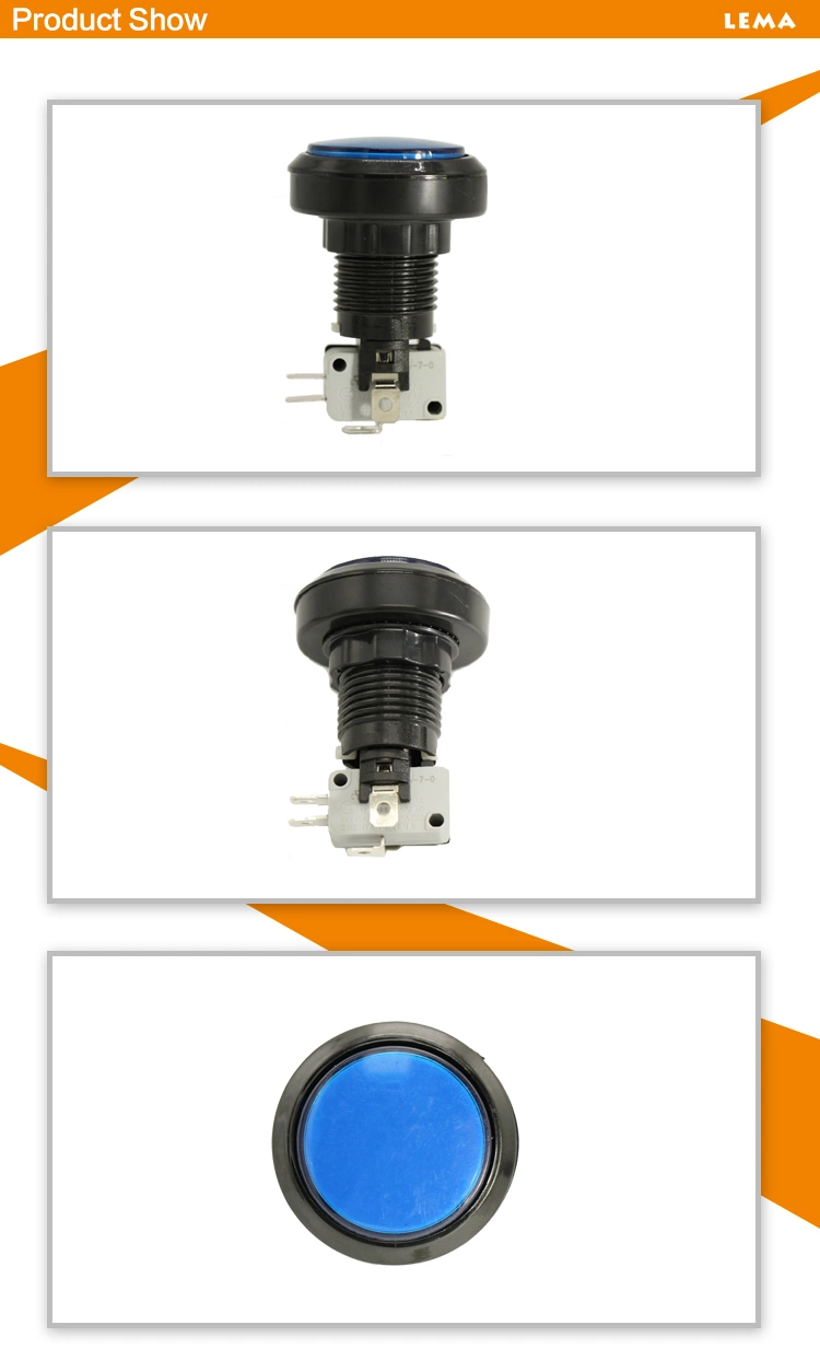 IP40 Protection Level Blue LED Push Button Switch Pbs-004