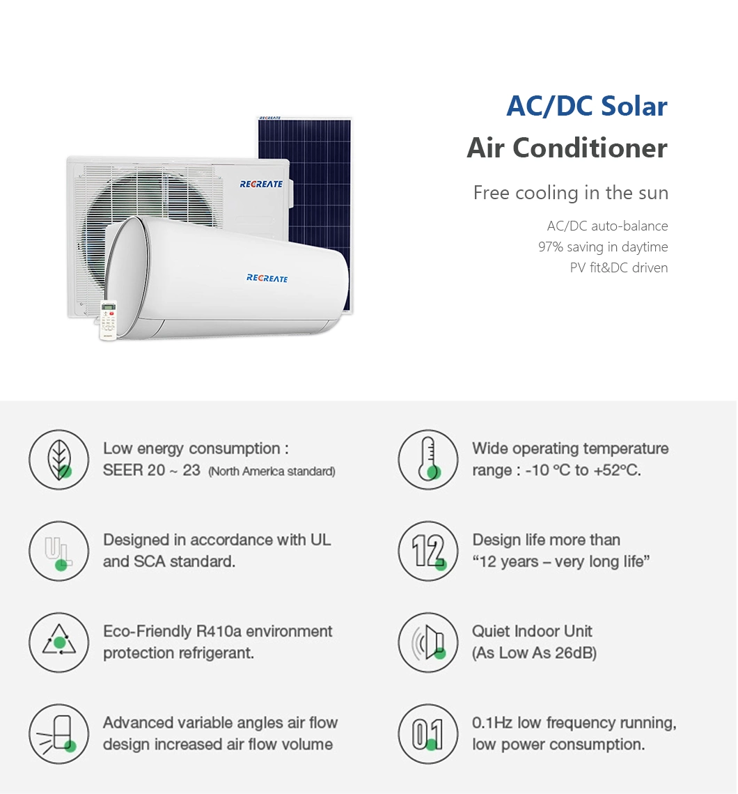 Inverter Hybrid Solar Ceiling Cassette Type Energy-Saving Air Conditioner 24000BTU