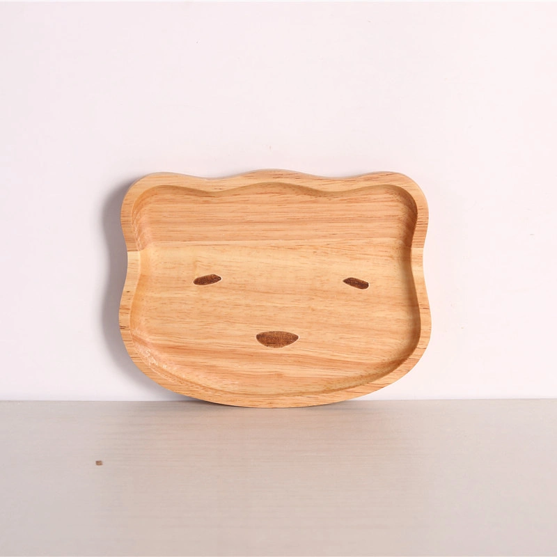 Natural Bamboo Bowl Cute Cartoon Tray Baby Feeding Dessert Tableware Plate Kids Children Dinnerware Dishes