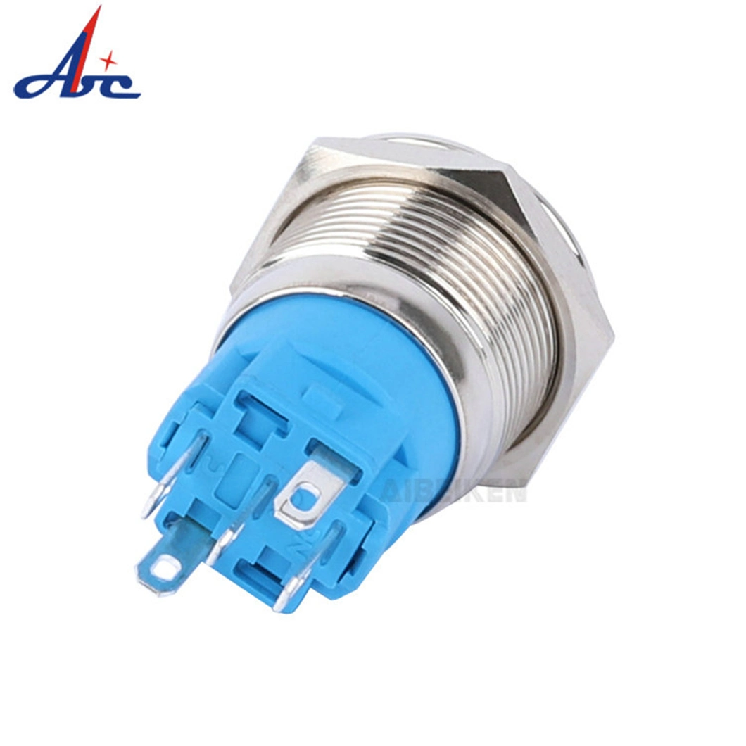 19mm Momentary LED Waterproof 5 Pin Push Button Switch with Power Logo