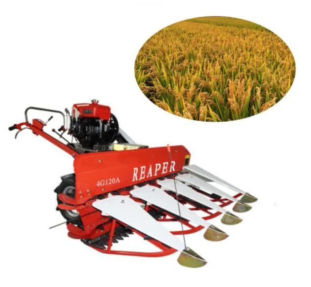 Hand Power Tiller Harvester Small Mini Rice and Wheat Paddy Cutting Harvester Machine