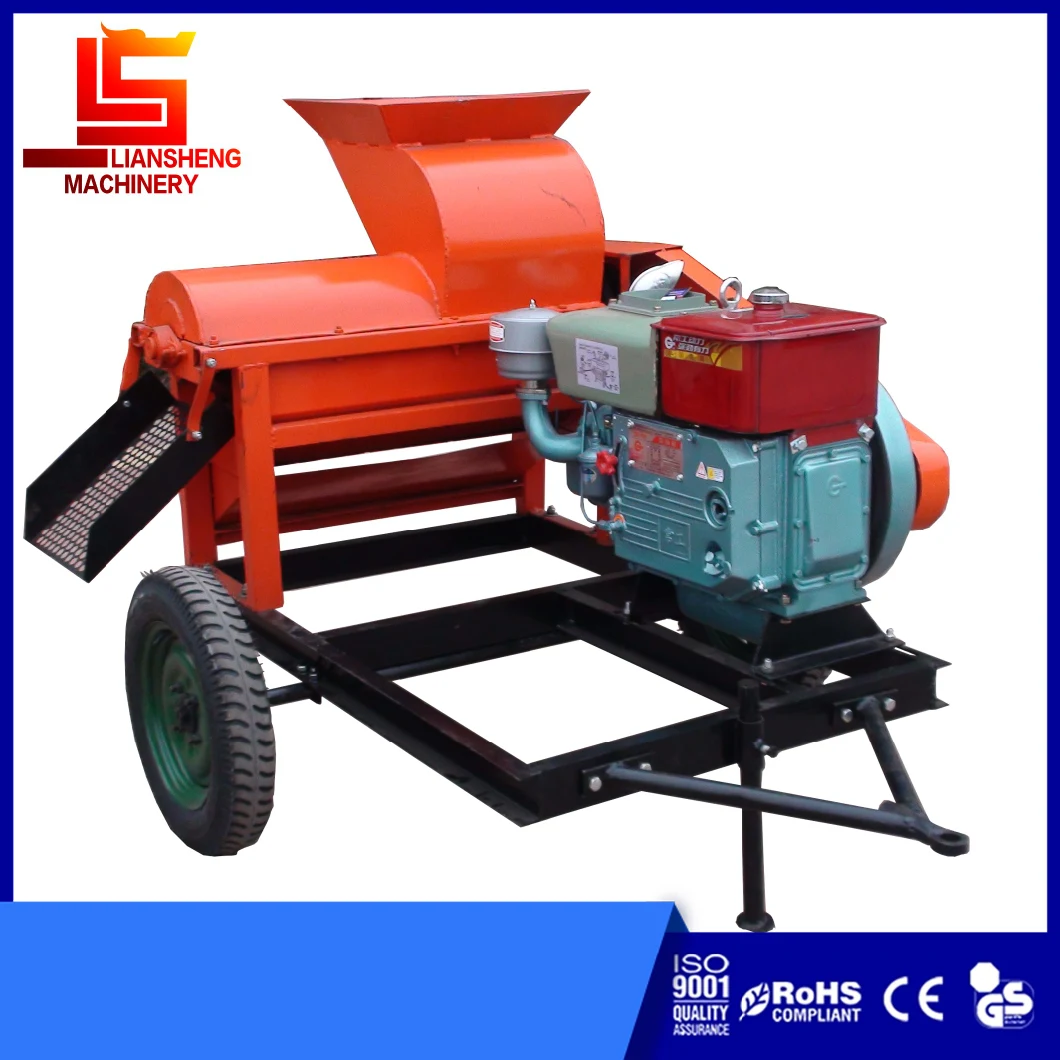 Comes with Diesel Engine Power Corn Thresher Corn Hull Grain Core Bran Separator