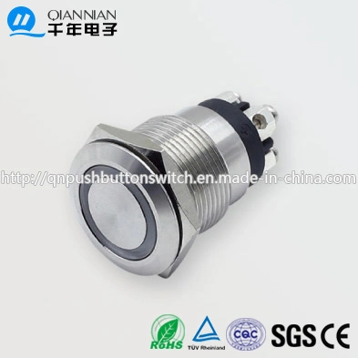 19mm Flat Ring Momentary Light Touch Metal Mirco Switch