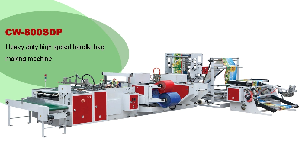 Cw-800sdp Heavy Duty High Speed Polythene Carrier Handle Bag Making Machine