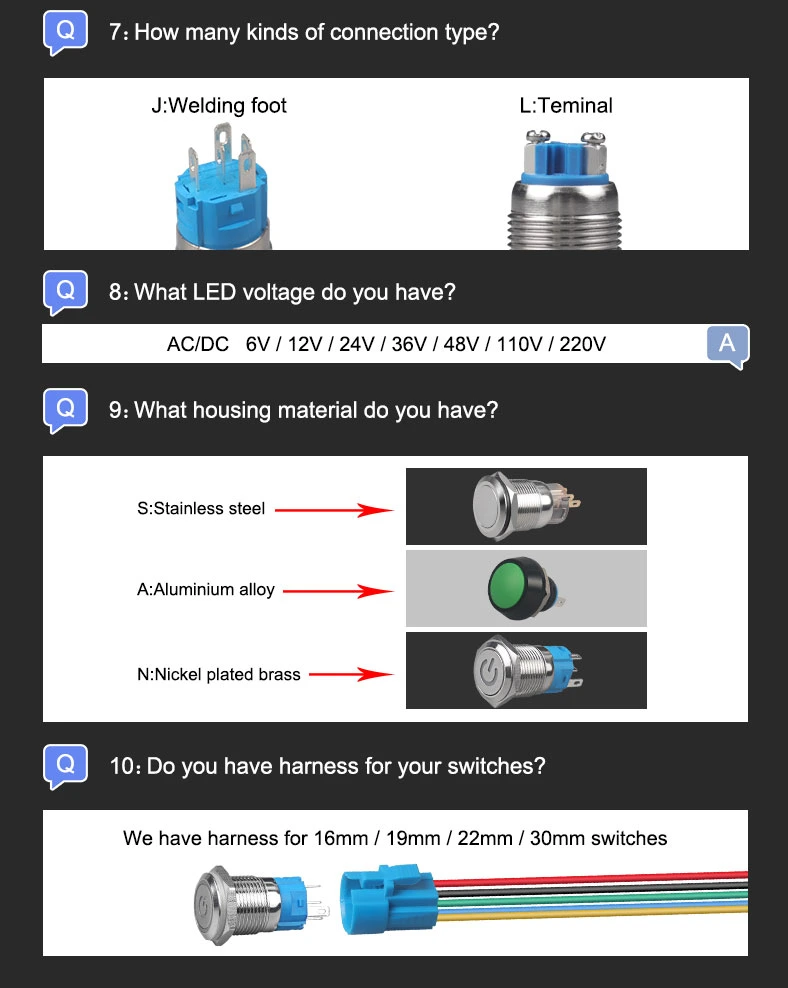 19mm Reset Momentary Metal Push Button Mechanical Switch