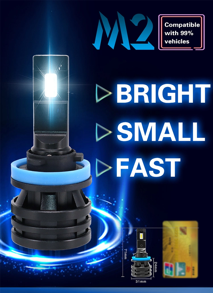 LED Bulb Lights Mini Fan 360 Degrees Bright Small M2 H1 H4 LED Headlights H7