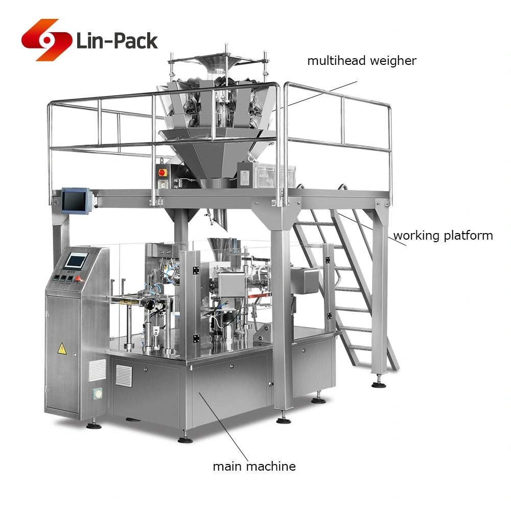 Automatic Stand up Doypack Pouch Filling and Sealing Biscuit Snack Chip Packing Machine