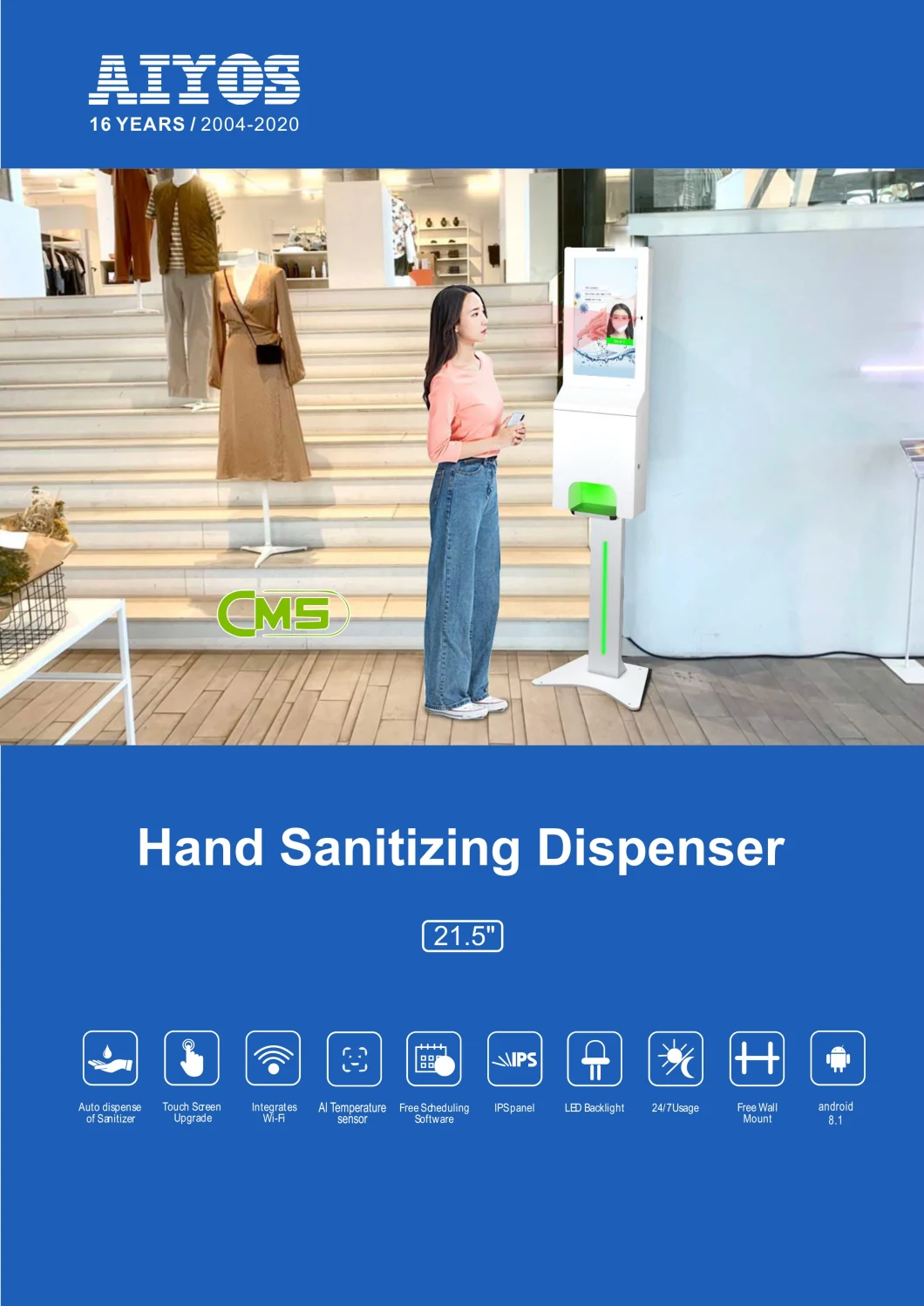 2020 Newest 21.5 Inch 3000ml Automatic Soap Dispenser with Camera and Body Temperature Detector