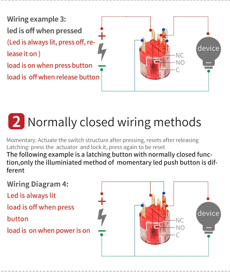 19mm Waterproof High Head Power Symbol LED Momentary Push Button Switch