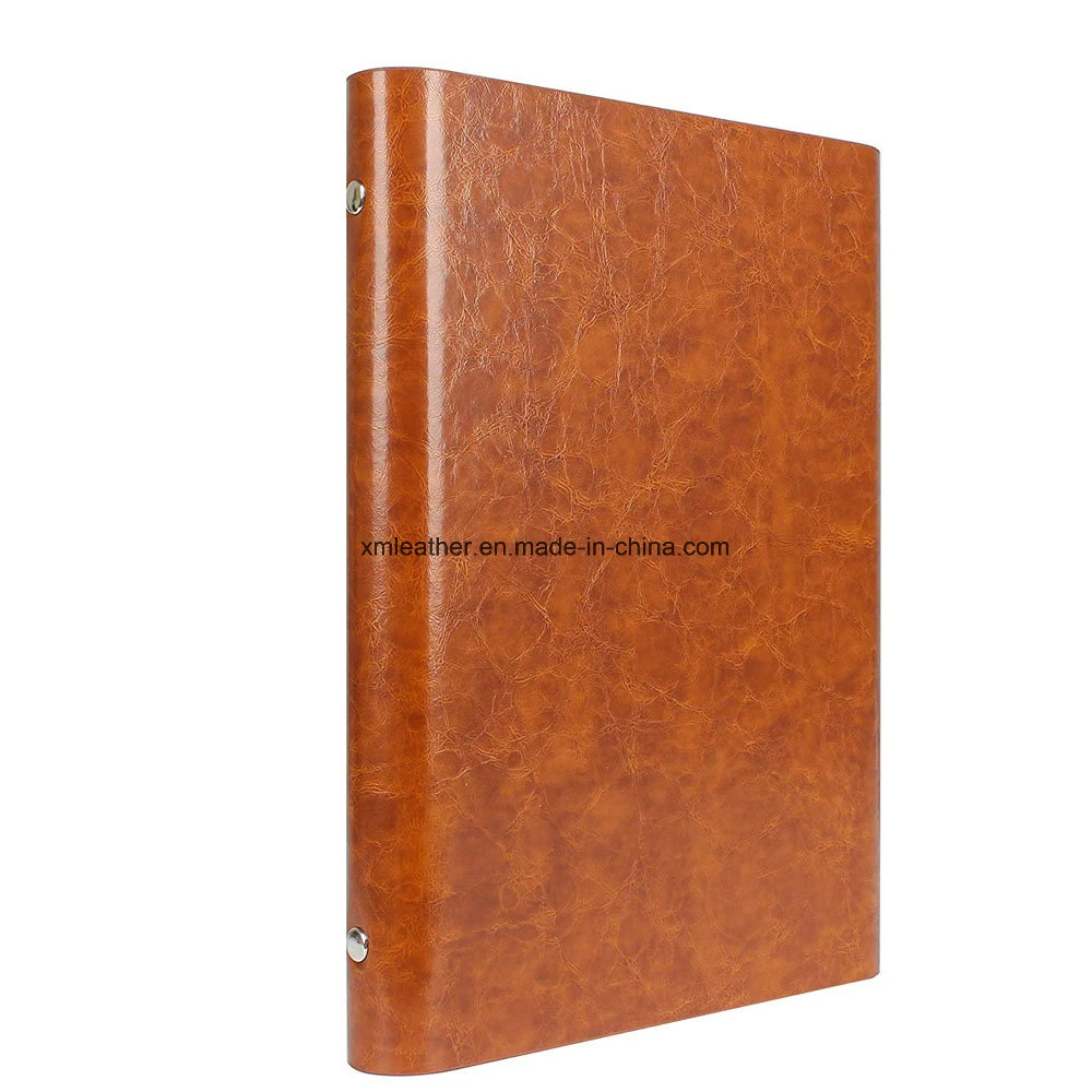PU Leather Refillable Loose Leaf Notebook with Card Holder