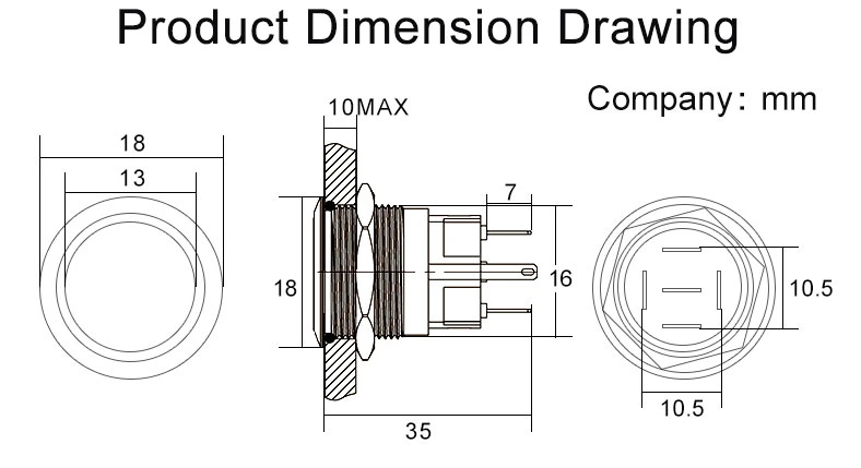 Pushbutton LED Stainless Steel Illuminated Switchmetal Push Button Switch Power Symbol 12V 24V 110V 220V