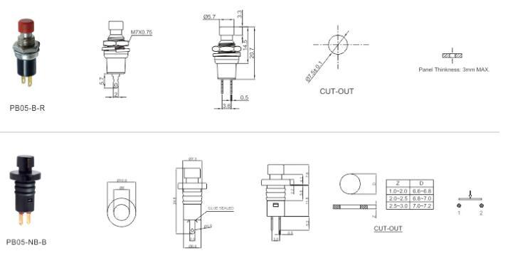 Reset The Lock Button Switch 7.5mm Push to Close Switch Small Push Button Switch