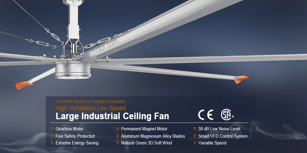 Energy Saving Gearless Motor Hvls Industrial Large Ceiling Fans with Permanent Magnet Design