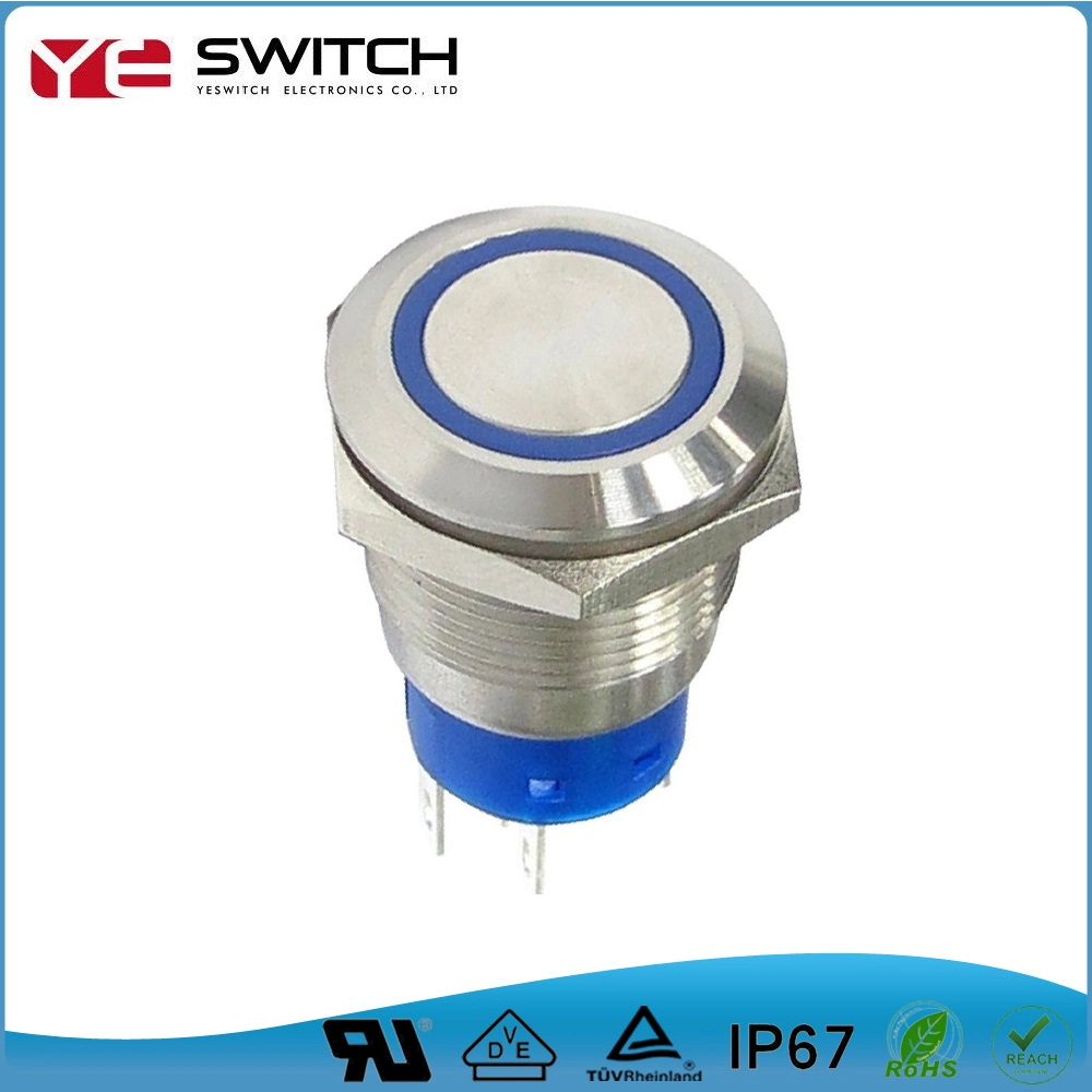 Electronic Waterproof LED Illuminated Light Push Button Switch with UL Certificates