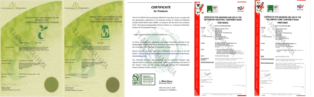 Compostable and Biodegradable Carry-out Bags for Grocery Store with Bpi Ok Compost A5810 Certifications