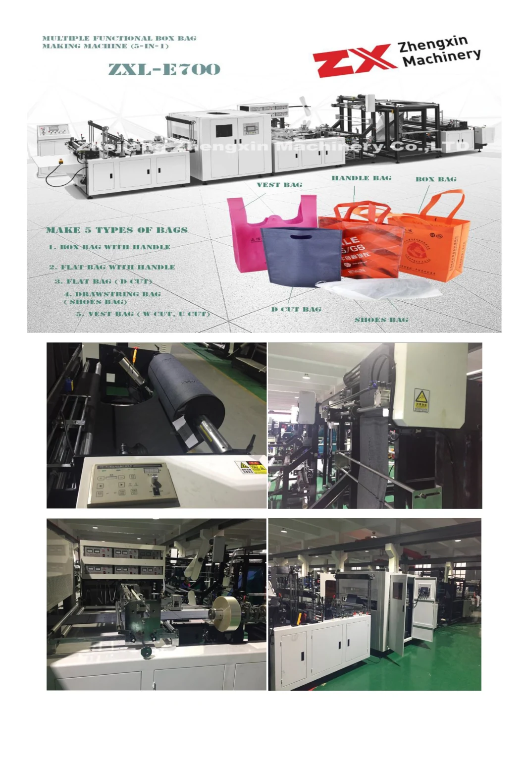 Non Woven Bag Making Machine for Handle Bags Making (ZXL-E700)