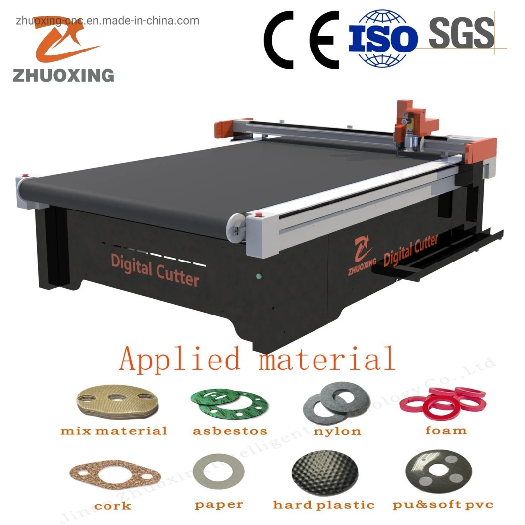 Oscilalting Knife Automatic CNC Cutting Machine Cutter Flatbed Rubber Ring Asbestos Graphite Gaskets Industry