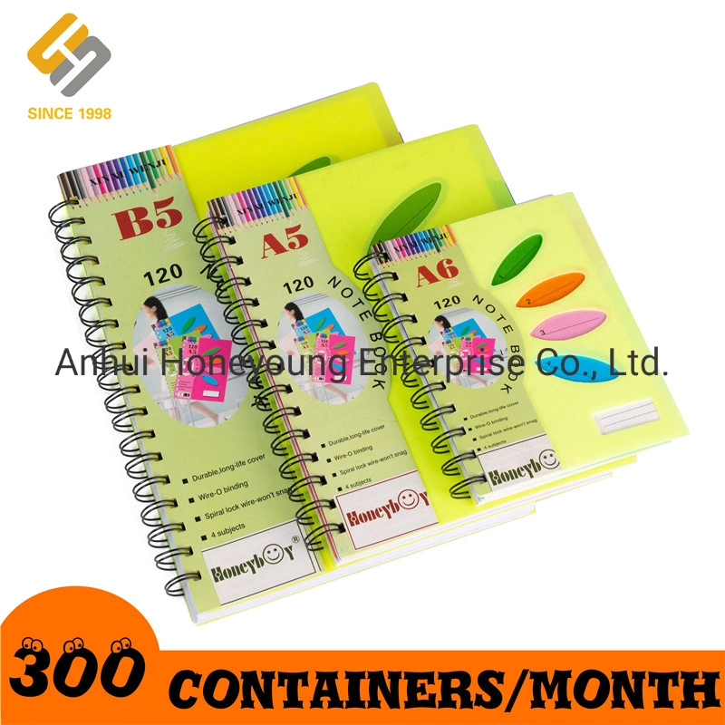 8mm Single Line Spiral Notebook PP/PVC Cover with Colorful Dividers