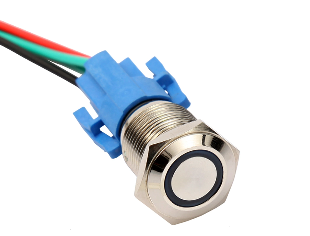 16mm 12V Blue Ring LED on-off Short Power Button Switch