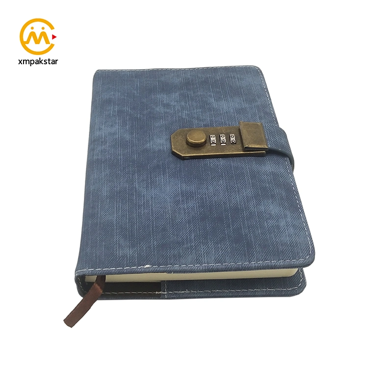 Custom Personalised PU Soft Leather Cover Journal Diary Book Notebook with Code Lock