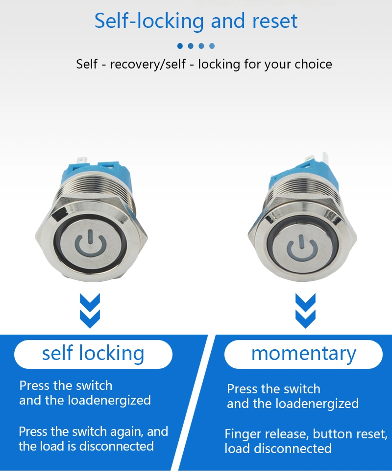 22mm Powercar Engine Lock Button Switch Latching Push Button Start Switch