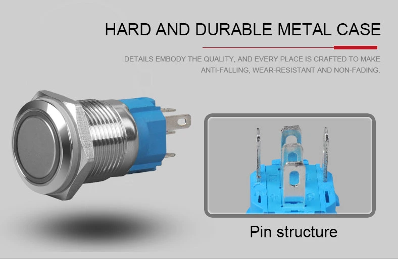 Pushbutton LED Stainless Steel Illuminated Switchmetal Push Button Switch Power Symbol 12V 24V 110V 220V