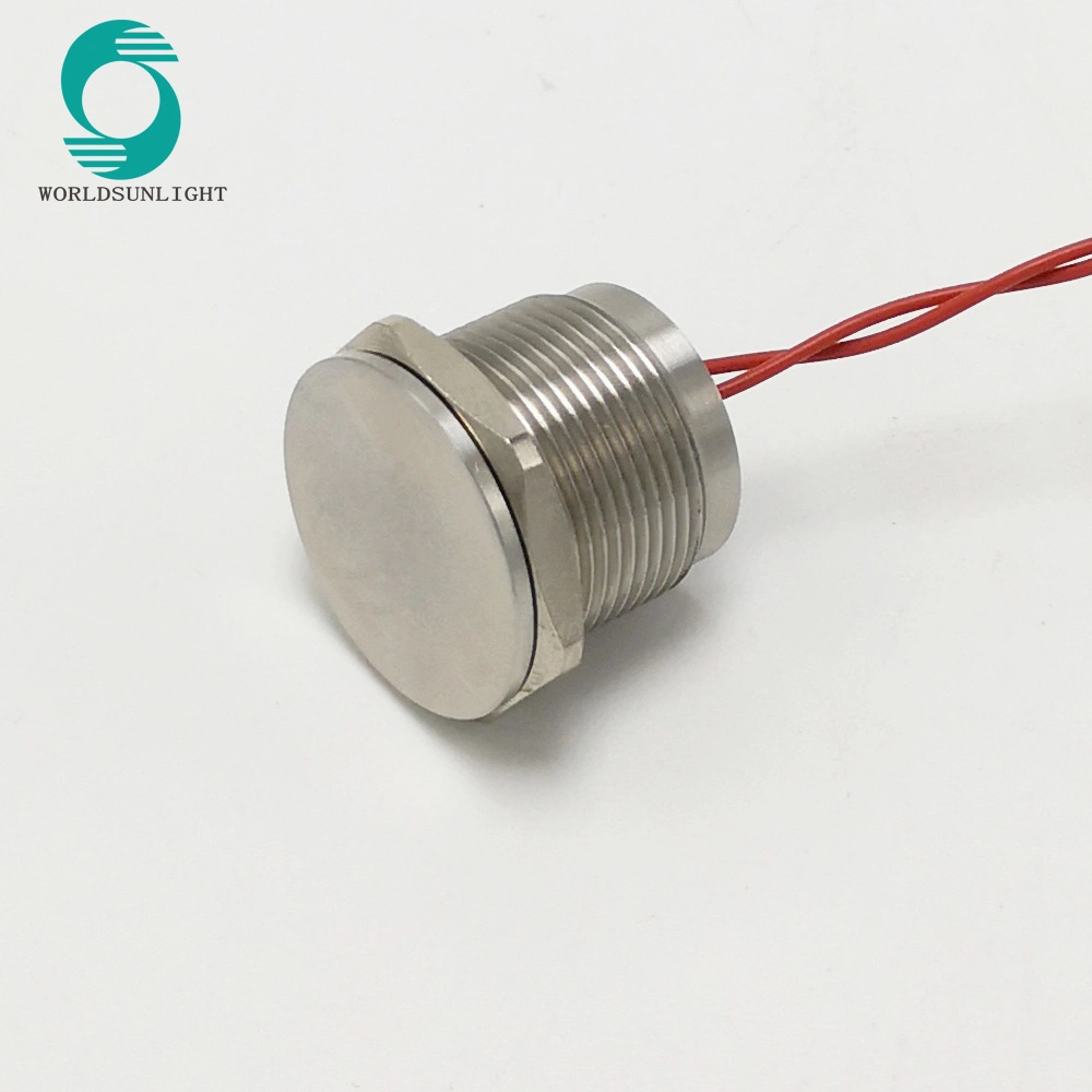 Ws19bf1nom IP68 19mm Stainless Steel Flat Operator Flyingleads 200mA 24VAC/DC Normally Open Momentary Piezo Switch