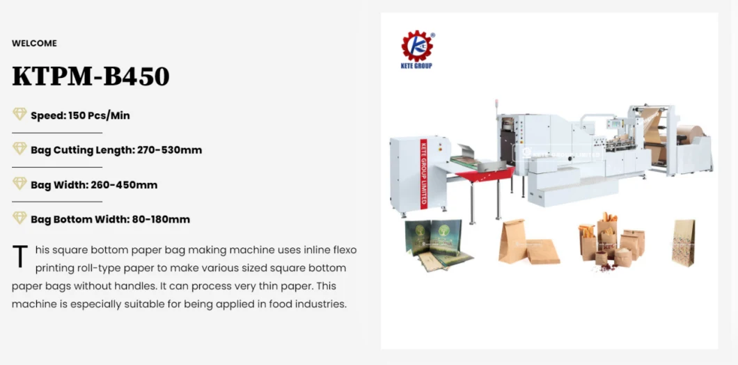 Fully Automatic High Speed Grocery Square Bottom Paper Shopping Bag Making Machine
