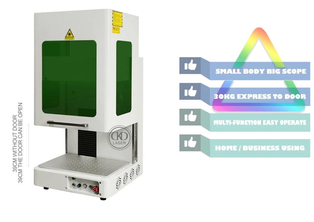 35kg Portable Mini Enclosed Color Logo Printing Mopa Fiber Laser Engraving Machine for Metal Engraving Plastic Marker 30W 20W Label Printer