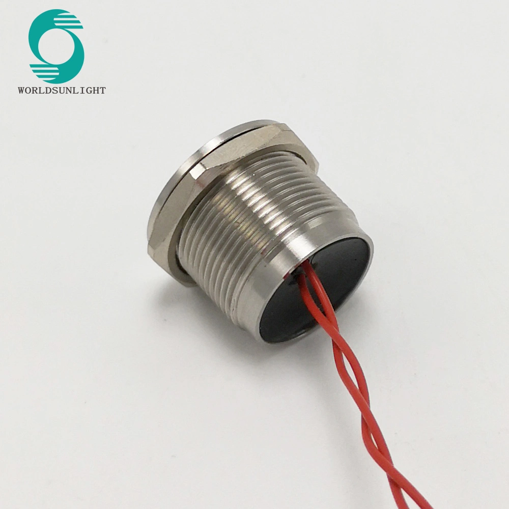 Ws19bf1nom IP68 19mm Stainless Steel Flat Operator Flyingleads 200mA 24VAC/DC Normally Open Momentary Piezo Switch