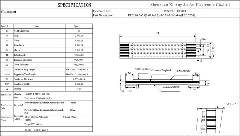 Xaja Power Button Switch Board FFC FPC Cable for HP Tpn-Q118 Tpn-Q117 14-E 15-E 15-E064tx Cable Length15cm
