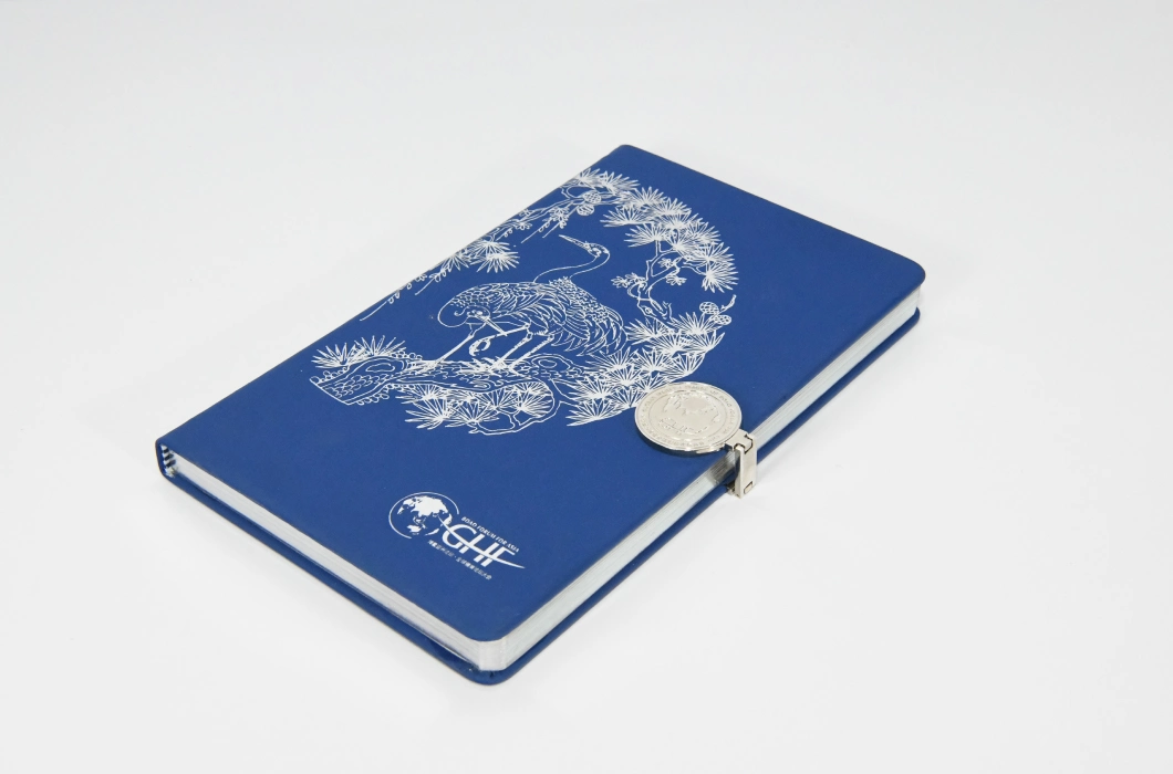 Customized Exquisite PU Leather Notebook with Badge and Hot Silver Craftsmanship