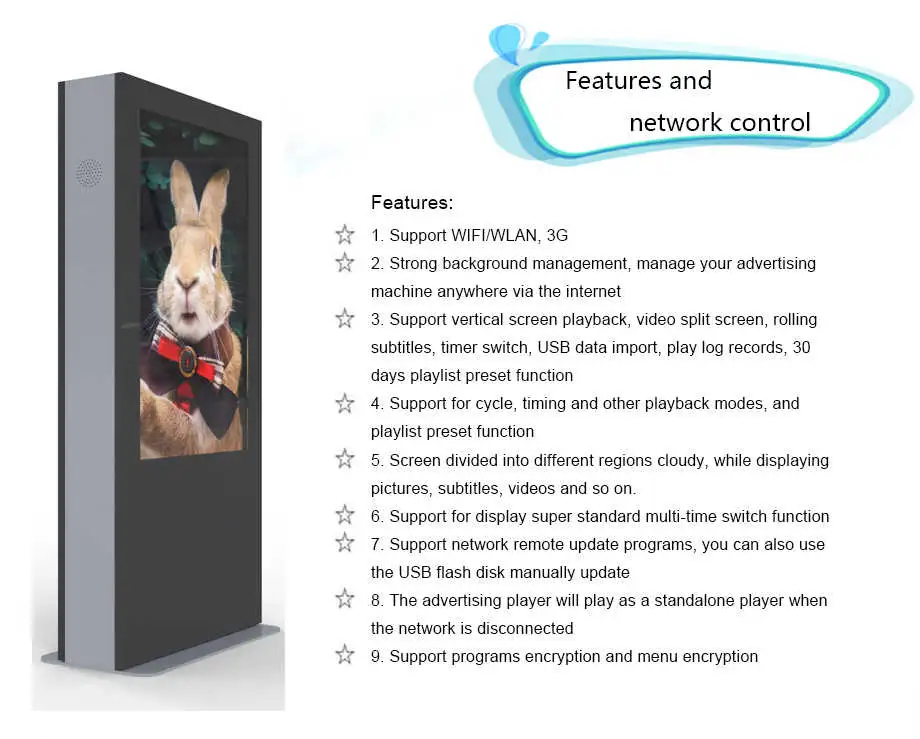 43 Inch Finger Touch Remote Floor Standing LCD Digital Signage Touch Screen Display Outdoor Advertising Player