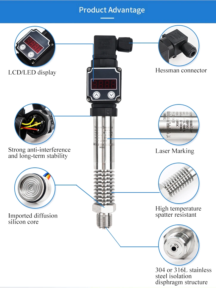 High Temperature Pressure Transmitter 4-20mA 0-10V Fuel Pressure Sensor