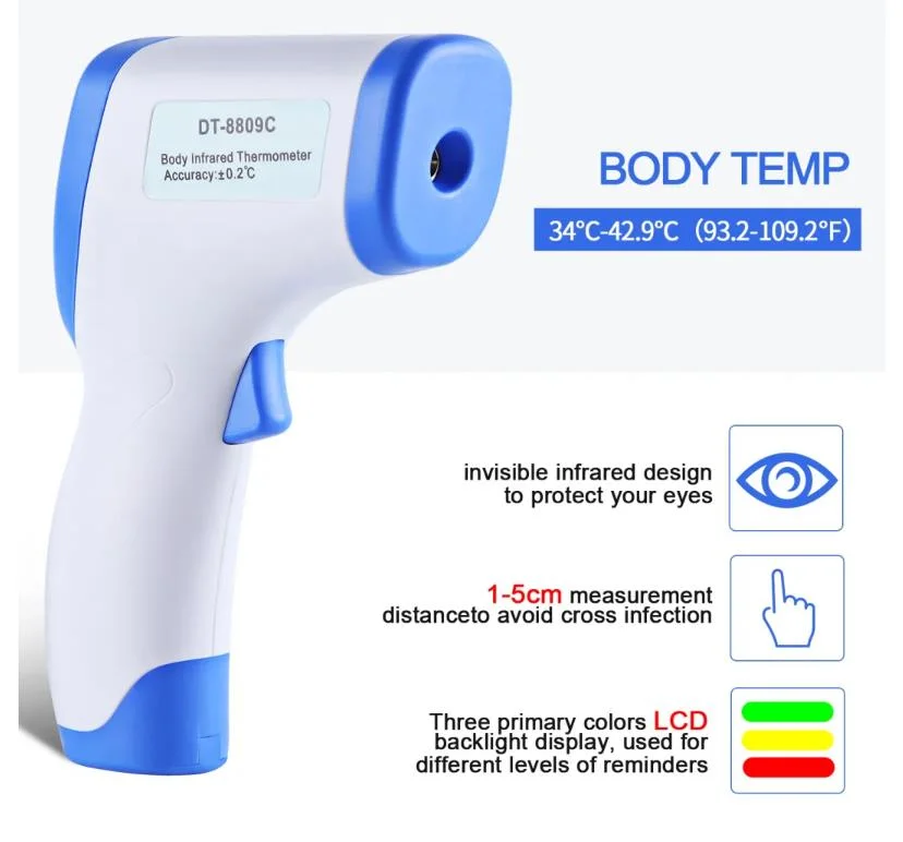 Factory Wholesale 2 Modes Body/Surface Temperature Reading Forehead Thermometer Temperature Gun Fully Approved