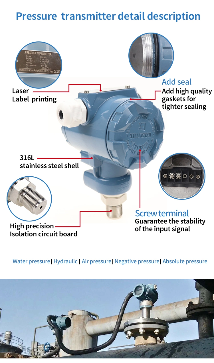 RS485 Submersible Pressure Transducer OEM Vacuum Pressure Transducer Pressure Transducer 4-20mA