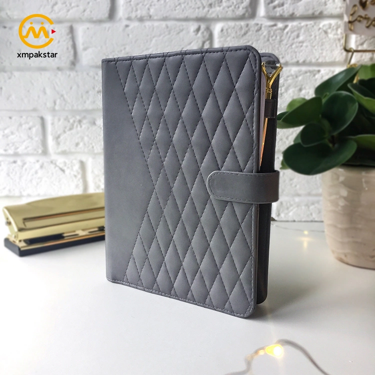 China Factory Durable Metal Spiral Binding Notebook Refillable Leather Hardcover Planner