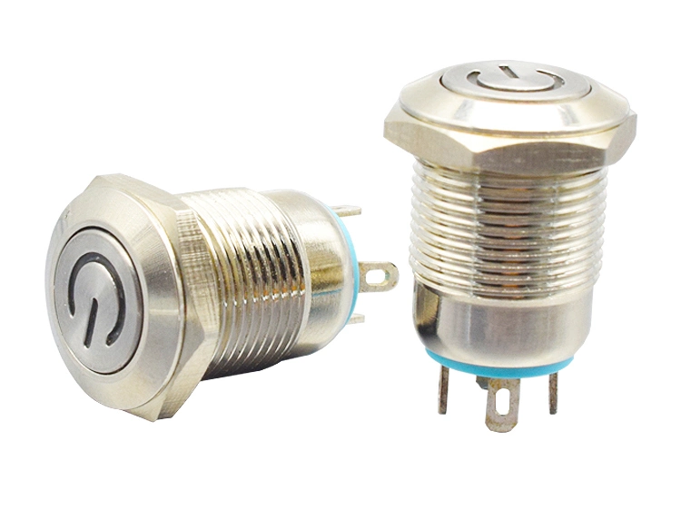 Push Button Switch Lamp Switches with LED Light 12mm Stainless Steel Push Button Switch