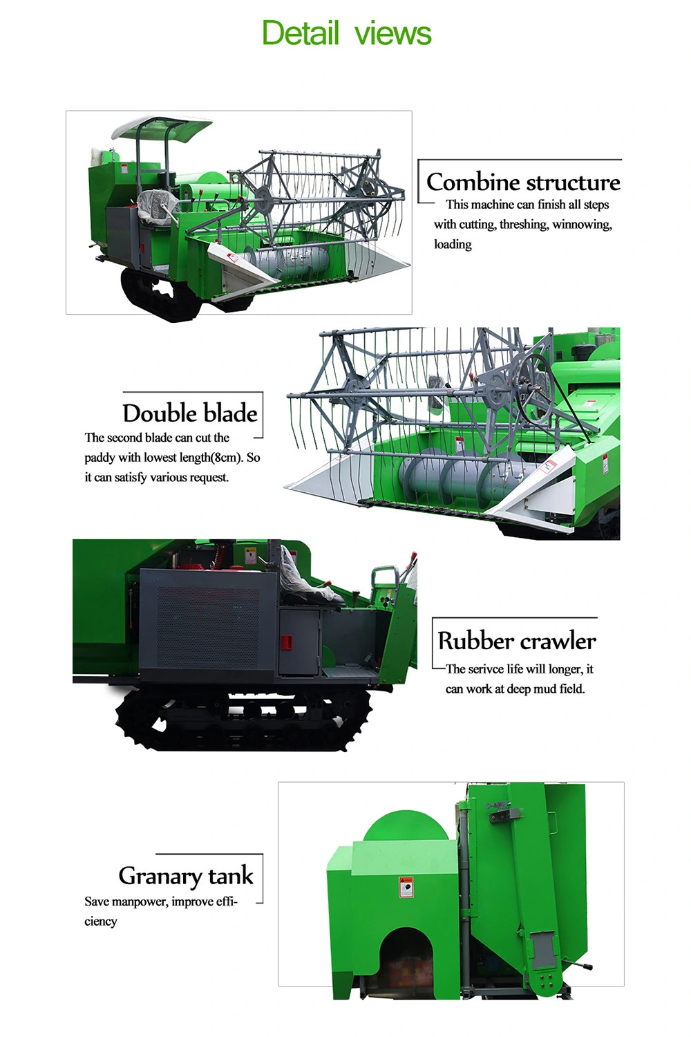 Full-Feeding Self-Propelled Crawler Type Grain Harvester