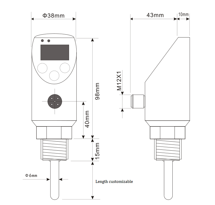 PNP/4-20mA Rotable Digital Temperature Switch-Modbus OLED Transmitter