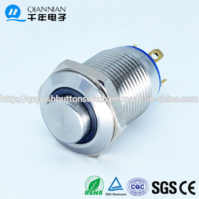 12mm Elevated Head Momentary (NO) Nickel Plated Brass Switch