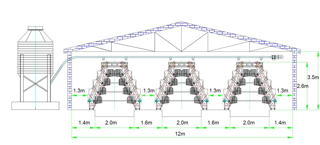 Chicken Farm A Type Battery Chicken Cage and Poultry Cage System with Automatic Egg Collection Machine