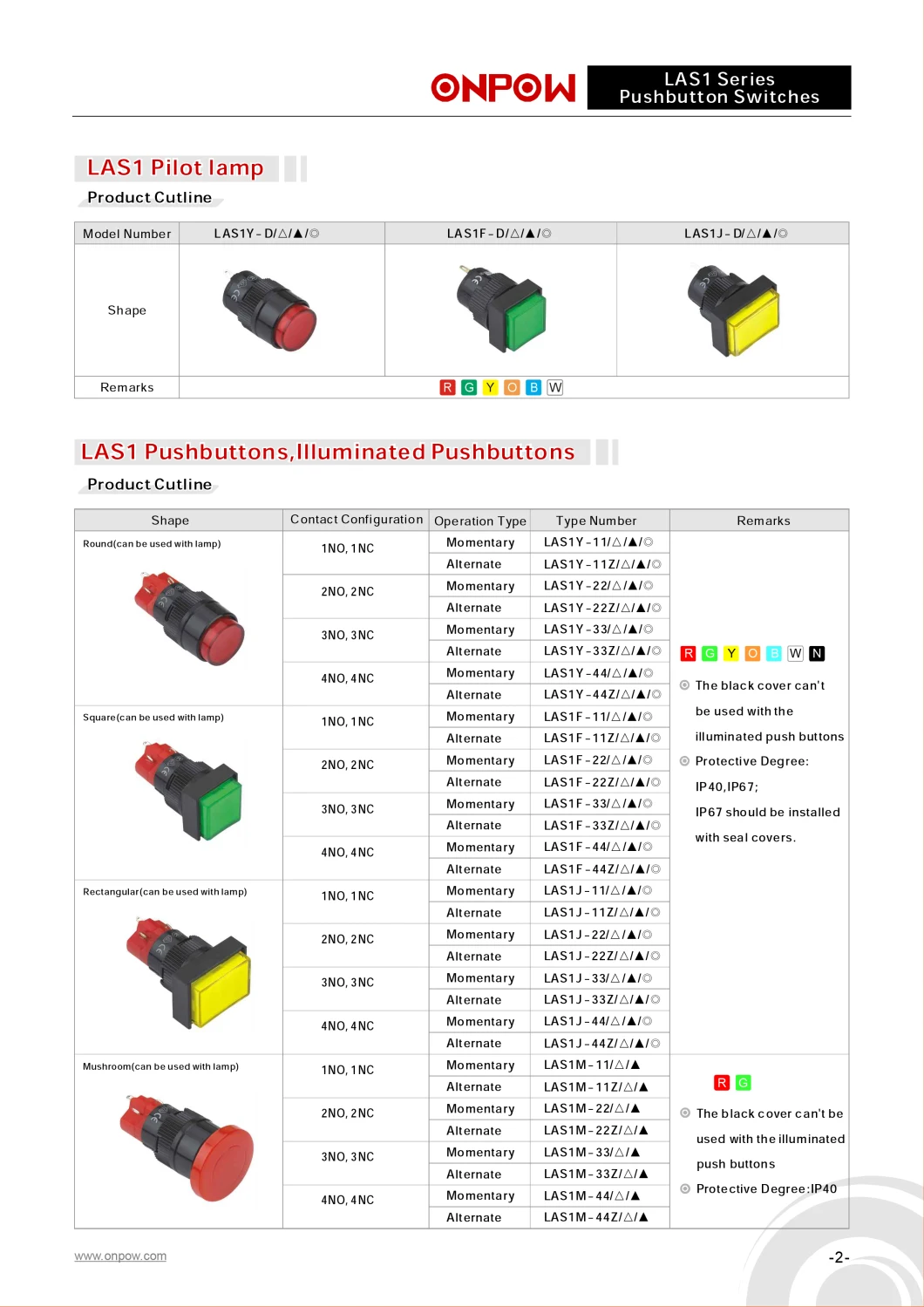 Onpow 16mm Square Push Button Switch (LAS1F-11/JC/G/12V, CE, CCC, UL, VDE, RoHS, REECH)