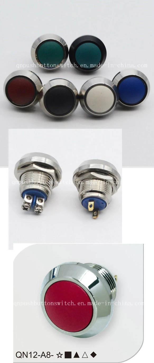 Qn12-A8 Spade Pin 2pin Momentary Push Button Switch