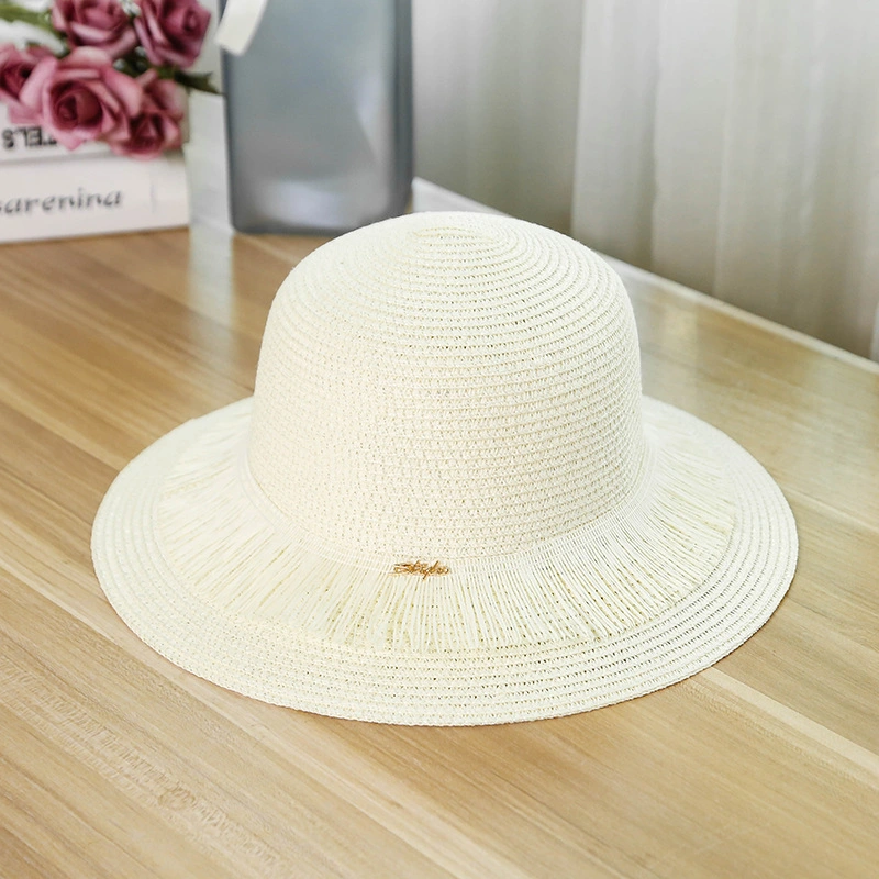 Men's Straw Hats, and Women's Double Brim Straw Hats with Tassels, Iron Bands Beach Shades Hats, Tassels Straw Hats, Straw Caps with Tassels