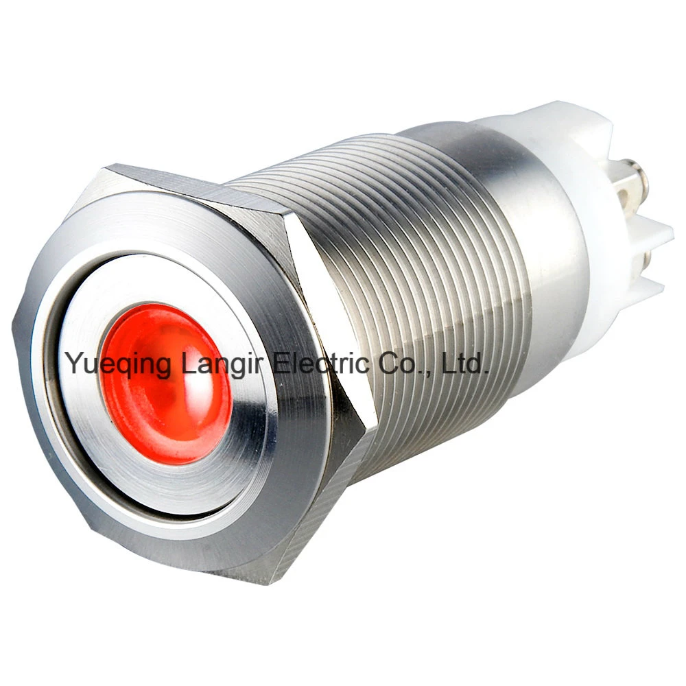 19mm Red DOT LED Latching Push Button Metal Car Switch